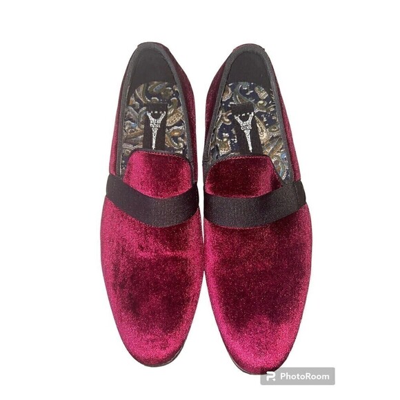 Enzo Romeo Red Mens Formal Tuxedo Slip On Loafer Velvet Dress Shoes 8.5 Party - Picture 2 of 7